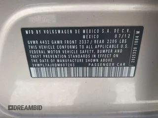 2013 Volkswagen Jetta TDI w/Sunroof & Nav z VIN 3VWPL7AJ0DM607263, wystawiony jako IAAI lot #40528888 z przebiegiem 117 814 mil mil oraz . Historia ofert i sprzedaży dostępna na DreamBid. Obrazek 9.