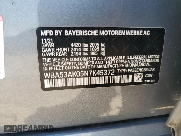 2022 BMW 2 Series 228i z VIN WBA53AK05N7K45372, wystawiony jako Copart lot #46352365 z przebiegiem 36 579 mil mil oraz Szkoda całkowita • Salvage title. Historia ofert i sprzedaży dostępna na DreamBid. Obrazek 12.
