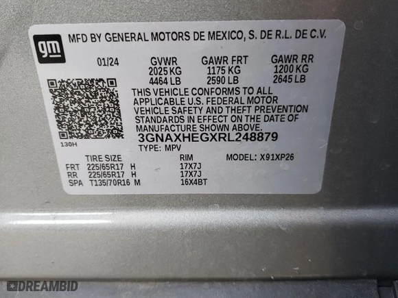 2024 Chevrolet Equinox LS with VIN 3GNAXHEGXRL248879, listed as a Copart auction lot 45271355 with 45,911 mi miles and Non Repairable. Bid and sale history available at carsss.com. Image 13.