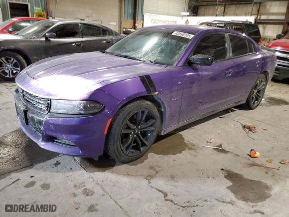 2018 Dodge Charger R/T with VIN 2C3CDXCT7JH290450, listed as a Copart auction lot 42595105 with 0 mi miles and Salvage Title. Bid and sale history available at carsss.com. Image 1.