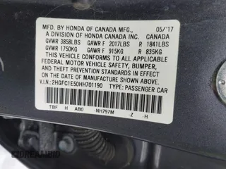 2017 Honda Civic Sedan Si with VIN 2HGFC1E50HH701190, listed as a IAAI auction lot 41623930 with 145,023 mi miles. Bid and sale history available at carsss.com. Image 9.