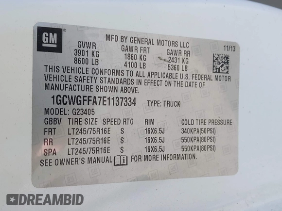 2014 Chevrolet Express Cargo z VIN 1GCWGFFA7E1137334, wystawiony jako IAAI lot #42315556 z przebiegiem 214 615 mil mil oraz . Historia ofert i sprzedaży dostępna na DreamBid. Obrazek 9.