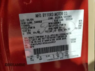2005 Ford Escape XLT with VIN 1FMYU93195KA54937, listed as a Copart auction lot 52060135 with 95,649 mi miles and Clean Title. Bid and sale history available at carsss.com. Image 13.