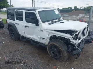 2022 Jeep Wrangler Unlimited Sport S with VIN 1C4HJXDGXNW201781, listed as a IAAI auction lot 42503489 with 43,576 mi miles and . Bid and sale history available at DreamBid. Image 1.