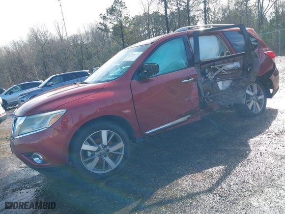 2013 Nissan Pathfinder SL with VIN 5N1AR2MN0DC629317, listed as a IAAI auction lot 41468177 with 157,286 mi miles. Bid and sale history available at carsss.com. Image 2.