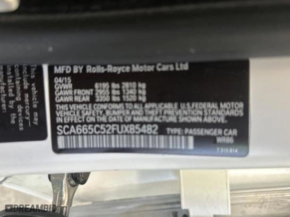 2015 Rolls-Royce Wraith with VIN SCA665C52FUX85482, listed as a Copart auction lot 77887554 with 99,781 mi miles and Salvage Title. Bid and sale history available at carsss.com. Image 10.