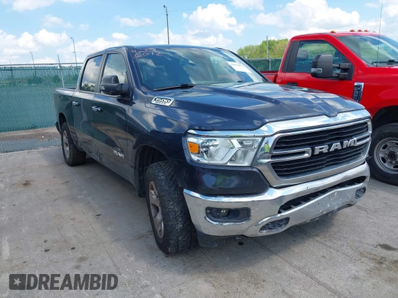 2019 Ram 1500 Big Horn with VIN 1C6SRFFT7KN720010, listed as a IAAI auction lot 42276072 with 191,595 mi miles and . Bid and sale history available at DreamBid. Image 1.