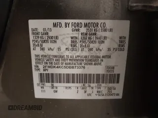 2013 Ford Edge Limited with VIN 2FMDK4KC5DBB73376, listed as a IAAI auction lot 41414042 with 128,699 mi miles. Bid and sale history available at carsss.com. Image 9.