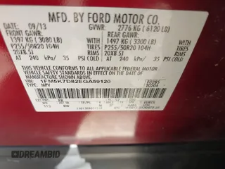 2014 Ford Explorer XLT with VIN 1FM5K7D82EGA59120, listed as a IAAI auction lot 42005255 with 159,791 mi miles. Bid and sale history available at carsss.com. Image 9.