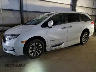 2023 Honda Odyssey EX-L with VIN 5FNRL6H69PB010354, listed as a Copart auction lot 80187954 with 12,638 mi miles and Salvage Title. Bid and sale history available at carsss.com. Image 1.