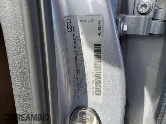 2016 Audi A3 Premium z VIN WAUB8GFF5G1114342, wystawiony jako Copart lot #53478455 z przebiegiem Nie podano mil oraz Szkoda całkowita • Salvage title. Historia ofert i sprzedaży dostępna na DreamBid. Obrazek 12.