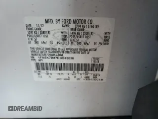 2013 Ford Explorer with VIN 1FM5K7B87DGB78038, listed as a Copart auction lot 57675135 with 142,386 mi miles and Clean title. Bid and sale history available at DreamBid. Image 12.