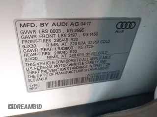 2017 Audi Q7 Prestige z VIN WA1VABF75HD056078, wystawiony jako IAAI lot #42154529 z przebiegiem 119 732 mil mil oraz . Historia ofert i sprzedaży dostępna na DreamBid. Obrazek 9.