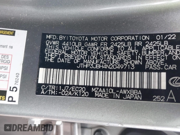 2022 Lexus UX 200 z VIN JTHP3JBH4N2049713, wystawiony jako IAAI lot #41618189 z przebiegiem 40 363 mil mil oraz . Historia ofert i sprzedaży dostępna na DreamBid. Obrazek 9.