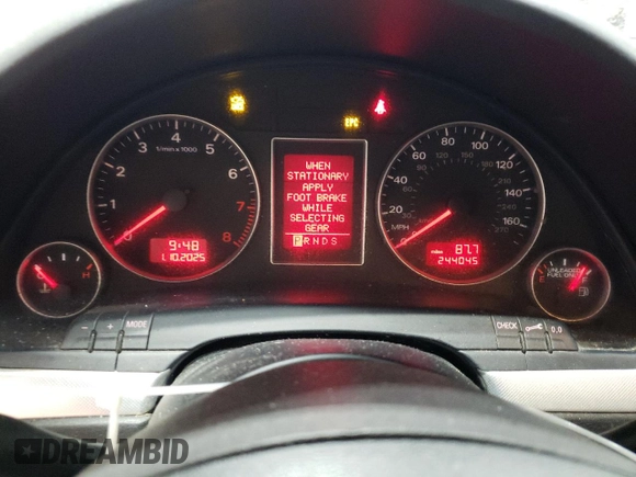 2007 Audi A4 2.0T with VIN WAUKF78E87A178689, listed as a Copart auction lot 88224695 with 244,045 mi miles and Clean Title. Bid and sale history available at carsss.com. Image 9.