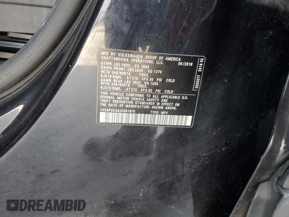2018 Volkswagen Atlas S with VIN 1V2AP2CA8JC591970, listed as a Copart auction lot 42039755 with 119,954 mi miles and Salvage title. Bid and sale history available at DreamBid. Image 13.
