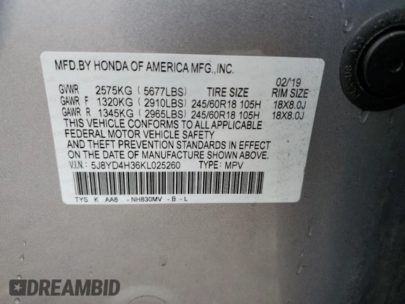 2019 Acura MDX с VIN 5J8YD4H36KL025260, выставлен на аукционе Copart как лот 51005195 с пробегом 72 280 миль миль и Чистый • Clean title. История ставок и продаж доступна на DreamBid. Изображение 13.