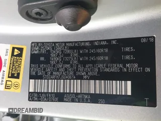 2018 Toyota Highlander LE with VIN 5TDZARFH7JS040614, listed as a IAAI auction lot 41922010 with 74,473 mi miles and . Bid and sale history available at DreamBid. Image 9.