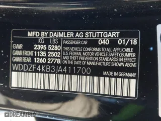 2018 Mercedes-Benz E-Class E 300 with VIN WDDZF4KB3JA411700, listed as a IAAI auction lot 41284765 with 58,084 mi miles. Bid and sale history available at carsss.com. Image 9.