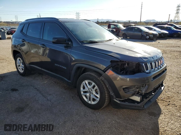 2018 Jeep Compass Sport with VIN 3C4NJCAB7JT250795, listed as a Copart auction lot 48939925 with 144,823 mi miles and Salvage Title. Bid and sale history available at carsss.com. Image 4.