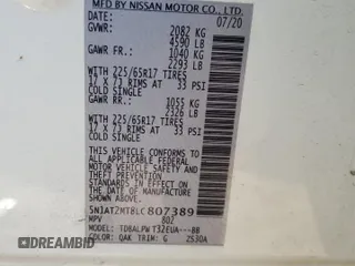 2020 Nissan Rogue SL with VIN 5N1AT2MT8LC807389, listed as a Copart auction lot 42538735 with 85,135 mi miles and Non Repairable. Bid and sale history available at DreamBid. Image 13.