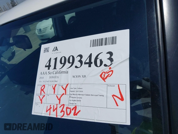 2014 Scion xB with VIN JTLZE4FE5EJ053964, listed as a IAAI auction lot 41993463 with 44,302 mi miles. Bid and sale history available at carsss.com. Image 18.