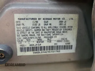 2000 Nissan Altima GXE with VIN 1N4DL01A2YC151762, listed as a Copart auction lot 70618594 with 0 mi miles and Salvage Title. Bid and sale history available at carsss.com. Image 12.