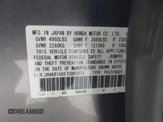 2007 Acura RL Tech Pkg with VIN JH4KB16657C003973, listed as a IAAI auction lot 41977488 with 81,712 mi miles. Bid and sale history available at carsss.com. Image 9.