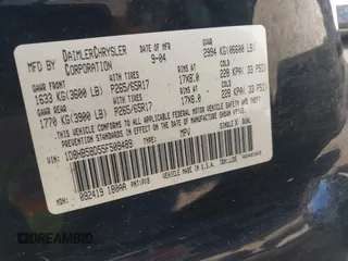 2005 Dodge Durango Limited z VIN 1D8HB58D55F509489, wystawiony jako IAAI lot #42132823 z przebiegiem 162 155 mil mil oraz . Historia ofert i sprzedaży dostępna na DreamBid. Obrazek 9.