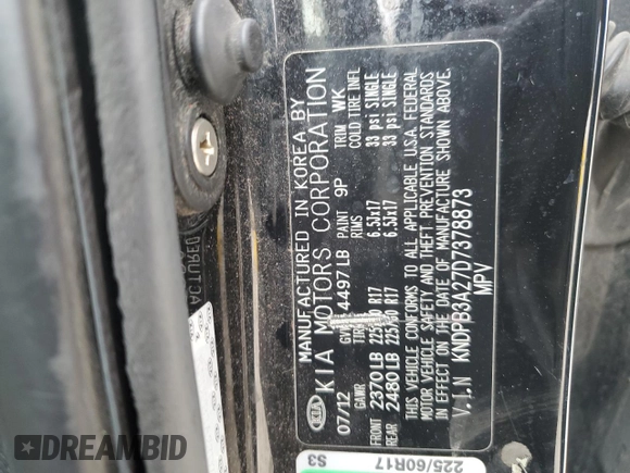 2013 Kia Sportage LX с VIN KNDPB3A27D7378873, выставлен на аукционе Copart как лот 53679455 с пробегом 170 169 миль миль и Списание • Salvage title. История ставок и продаж доступна на DreamBid. Изображение 13.