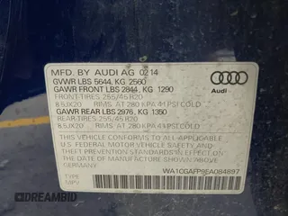 2014 Audi SQ5 Premium Plus with VIN WA1CGAFP9EA084897, listed as a IAAI auction lot 42428885 with 134,436 mi miles and . Bid and sale history available at DreamBid. Image 9.