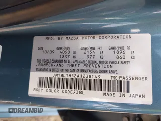 2010 Mazda 3 S Sport with VIN JM1BL1H52A1238143, listed as a IAAI auction lot 42178428 with 164,246 mi miles and . Bid and sale history available at DreamBid. Image 9.