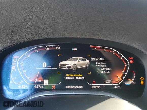2021 BMW 7 Series 740i with VIN WBA7T2C08MCG07068, listed as a Copart auction lot 58062205 with 37,121 mi miles and Clean title. Bid and sale history available at DreamBid. Image 9.