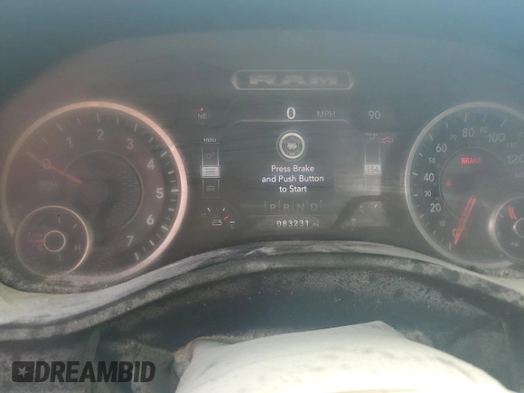 2020 Ram 1500 Big Horn with VIN 1C6SRFFT0LN166777, listed as a Copart auction lot 59682645 with 83,231 mi miles and Salvage title. Bid and sale history available at DreamBid. Image 9.