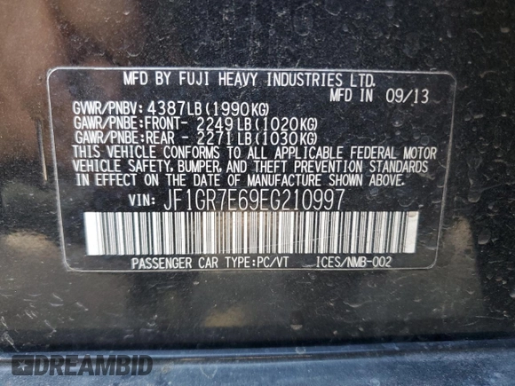 2014 Subaru WRX WRX z VIN JF1GR7E69EG210997, wystawiony jako Copart lot #76611214 z przebiegiem 155 042 mil mil oraz Szkoda całkowita • Salvage title. Historia ofert i sprzedaży dostępna na DreamBid. Obrazek 15.
