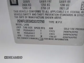 2012 Chevrolet Equinox LT w/1LT with VIN 2GNFLEE58C6372790, listed as a IAAI auction lot 41693783 with 109,092 mi miles. Bid and sale history available at carsss.com. Image 9.
