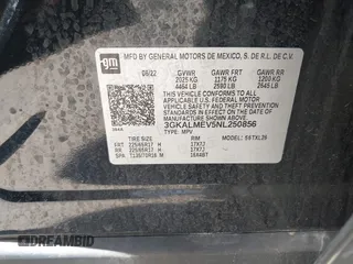 2022 GMC Terrain SLE with VIN 3GKALMEV5NL250856, listed as a IAAI auction lot 42486826 with 34,328 mi miles and . Bid and sale history available at DreamBid. Image 9.