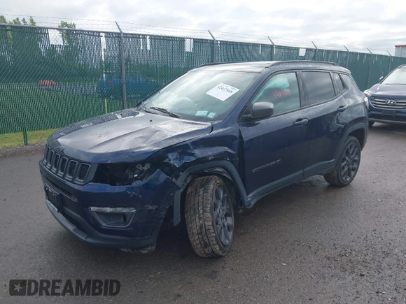 2021 Jeep Compass 80th Anniversary with VIN 3C4NJDEB5MT520949, listed as a IAAI auction lot 42447568 with 43,840 mi miles and . Bid and sale history available at DreamBid. Image 2.