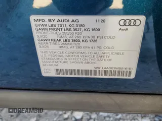2021 Audi e-tron Premium Plus with VIN WA1LAAGE3MB016151, listed as a Copart auction lot 82004174 with 17,218 mi miles and Clean Title. Bid and sale history available at DreamBid. Image 14.