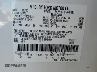 2015 Ford Edge SEL with VIN 2FMTK3J81FBB99690, listed as a Copart auction lot 50425435 with 104,279 mi miles and Salvage Title. Bid and sale history available at carsss.com. Image 15.