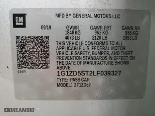 2020 Chevrolet Malibu LT with VIN 1G1ZD5ST2LF039327, listed as a Copart auction lot 54559895 with 113,476 mi miles and Clean Title. Bid and sale history available at carsss.com. Image 12.