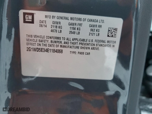 2014 Chevrolet Impala Limited Police Police with VIN 2G1WD5E34E1184068, listed as a Copart auction lot 84713494 with 162,680 mi miles and Salvage Title. Bid and sale history available at carsss.com. Image 12.