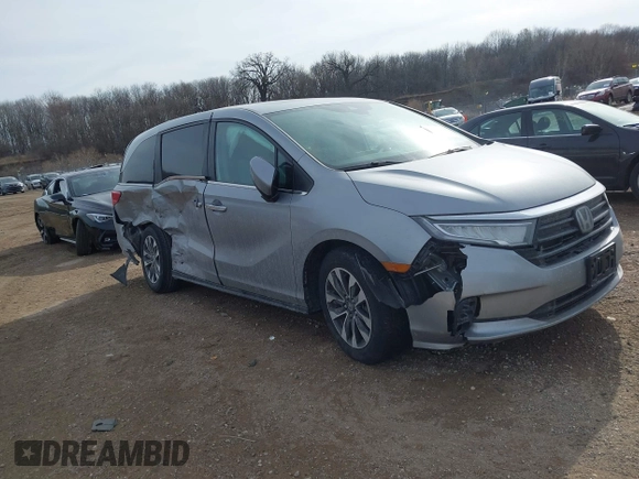 2023 Honda Odyssey EX-L with VIN 5FNRL6H68PB064308, listed as a IAAI auction lot 41450201 with 21,845 mi miles. Bid and sale history available at carsss.com. Image 1.