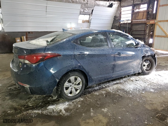 2016 Hyundai Elantra Limited with VIN KMHDH4AE2GU501076, listed as a Copart auction lot 43601095 with 74,386 mi miles and Salvage Title. Bid and sale history available at carsss.com. Image 3.