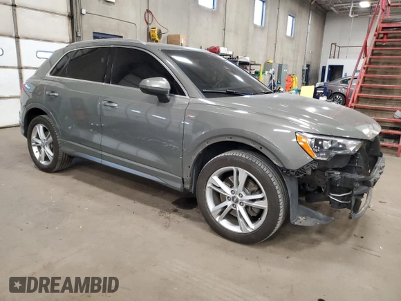 2020 Audi Q3 S line Premium with VIN WA1DECF36L1008005, listed as a Copart auction lot 85066374 with 77,190 mi miles and Salvage Title. Bid and sale history available at carsss.com. Image 4.