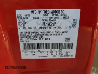 2006 Ford F-150 XLT with VIN 1FTPX14V16FB10499, listed as a Copart auction lot 47308725 with 179,793 mi miles and Salvage Title. Bid and sale history available at carsss.com. Image 13.