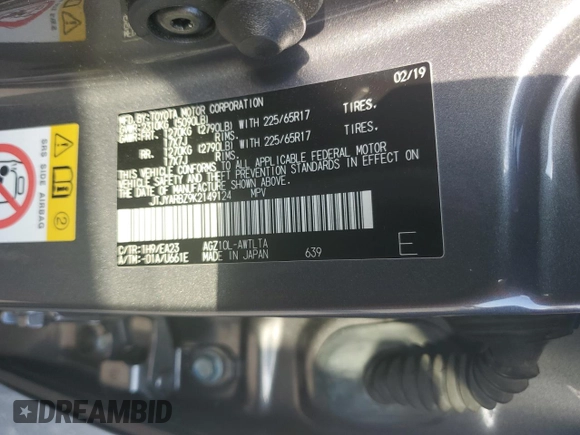 2019 Lexus NX 300 с VIN JTJYARBZ9K2149124, выставлен на аукционе Copart как лот 65214085 с пробегом 27 315 миль миль и Списание • Salvage title. История ставок и продаж доступна на DreamBid. Изображение 13.