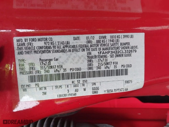 2012 Ford Focus SEL with VIN 1FAHP3H22CL332679, listed as a IAAI auction lot 41880964 with 149,031 mi miles. Bid and sale history available at carsss.com. Image 9.