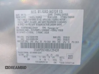2011 Ford Taurus SHO with VIN 1FAHP2KT4BG129439, listed as a IAAI auction lot 42495871 with 164,841 mi miles and . Bid and sale history available at DreamBid. Image 9.