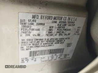 2004 Ford Escape Limited с VIN 1FMCU941X4KA29911, выставлен на аукционе IAAI как лот 42403424 с пробегом Не указан миль и . История ставок и продаж доступна на DreamBid. Изображение 9.